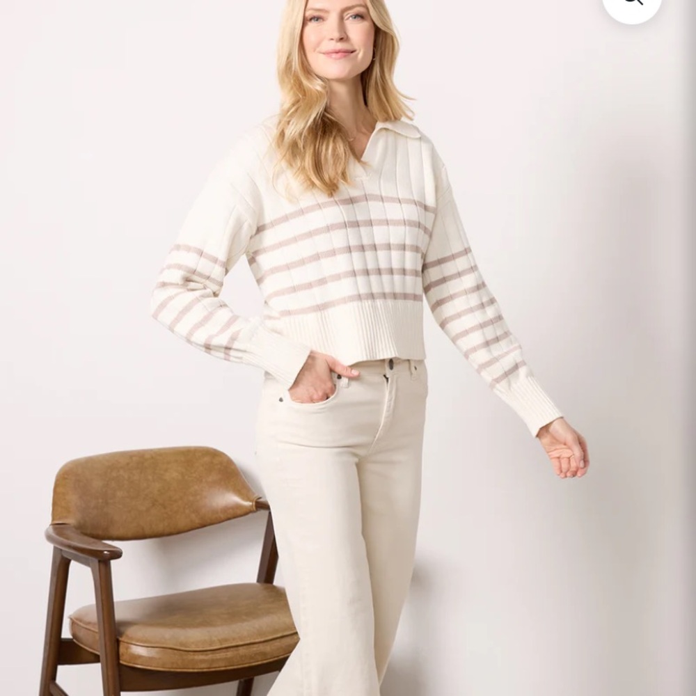 Pistola Striped Cream and Tan Sweater
